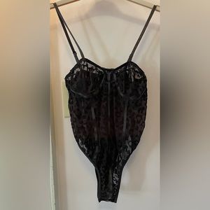 Nanamacs Best In Town Leopard Mesh And Velvet Bodysuit